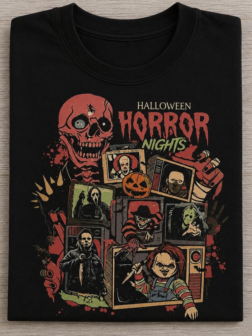 Halloween Horror Nights Graphic Tee - Black Gildan Shirt Gift for Festival